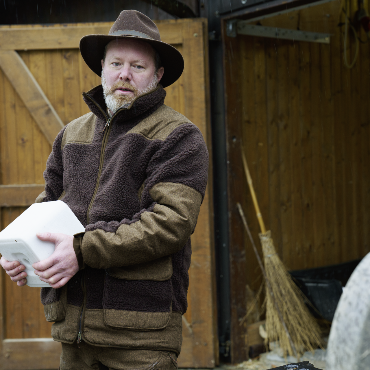 Blaser Herren Sherpa Fleece Jacke dunkelbraun