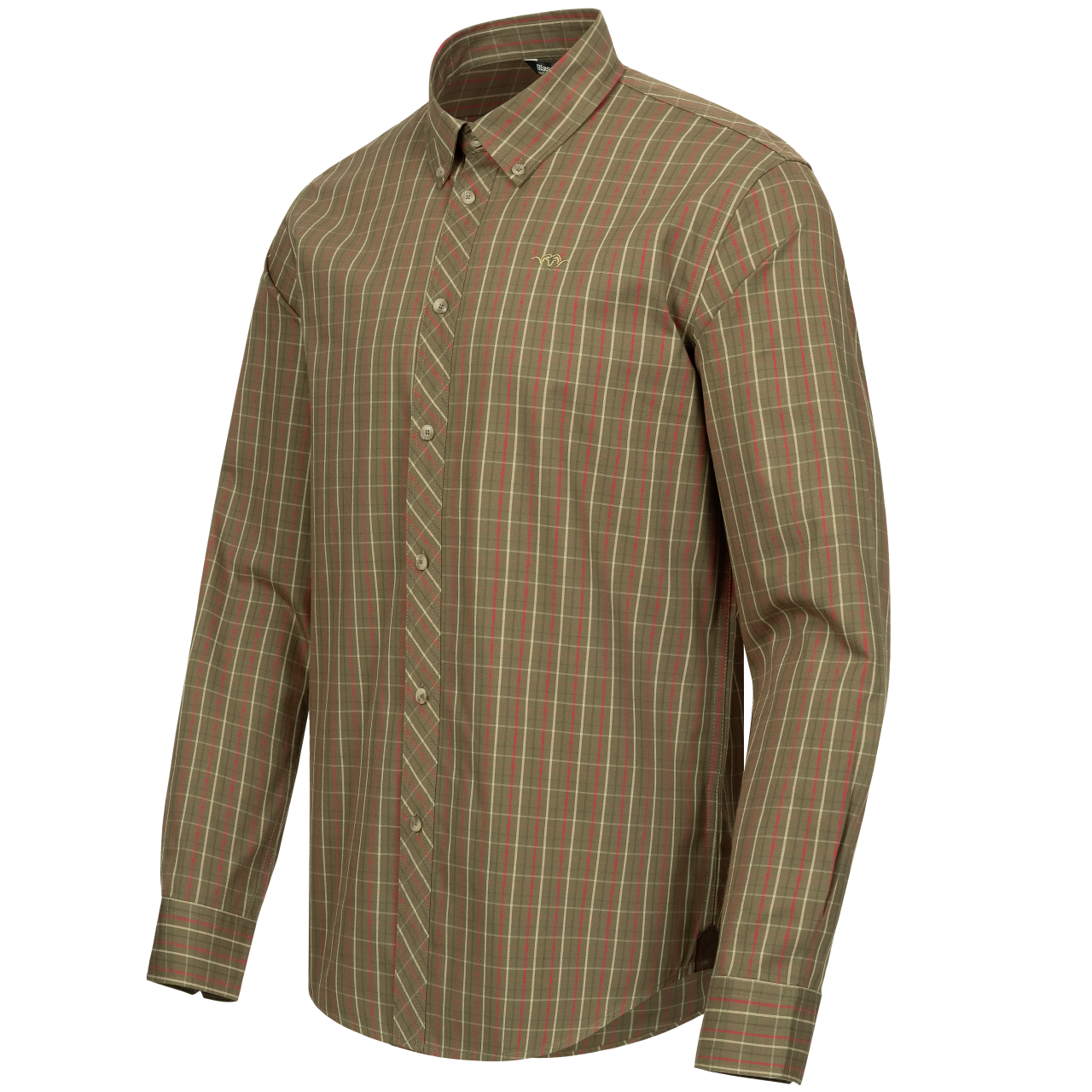 Blaser Herren Hemd Tristan 22 dunkel olive/rot kariert