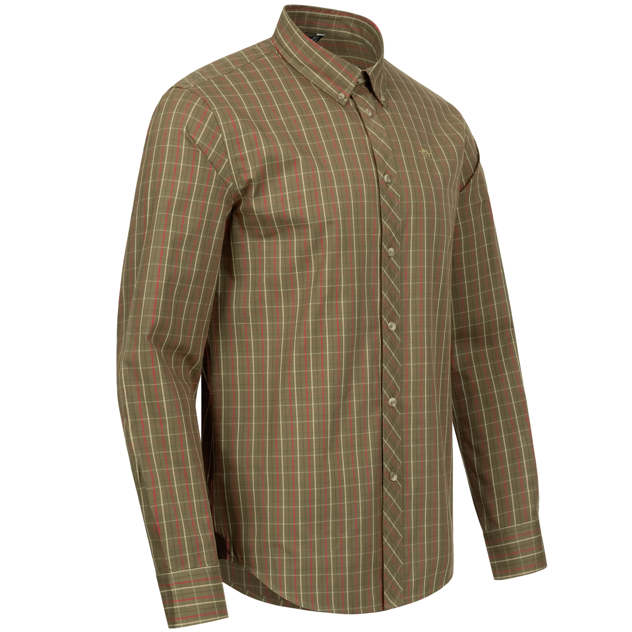 Blaser Herren Hemd Tristan 22 dunkel olive/rot kariert