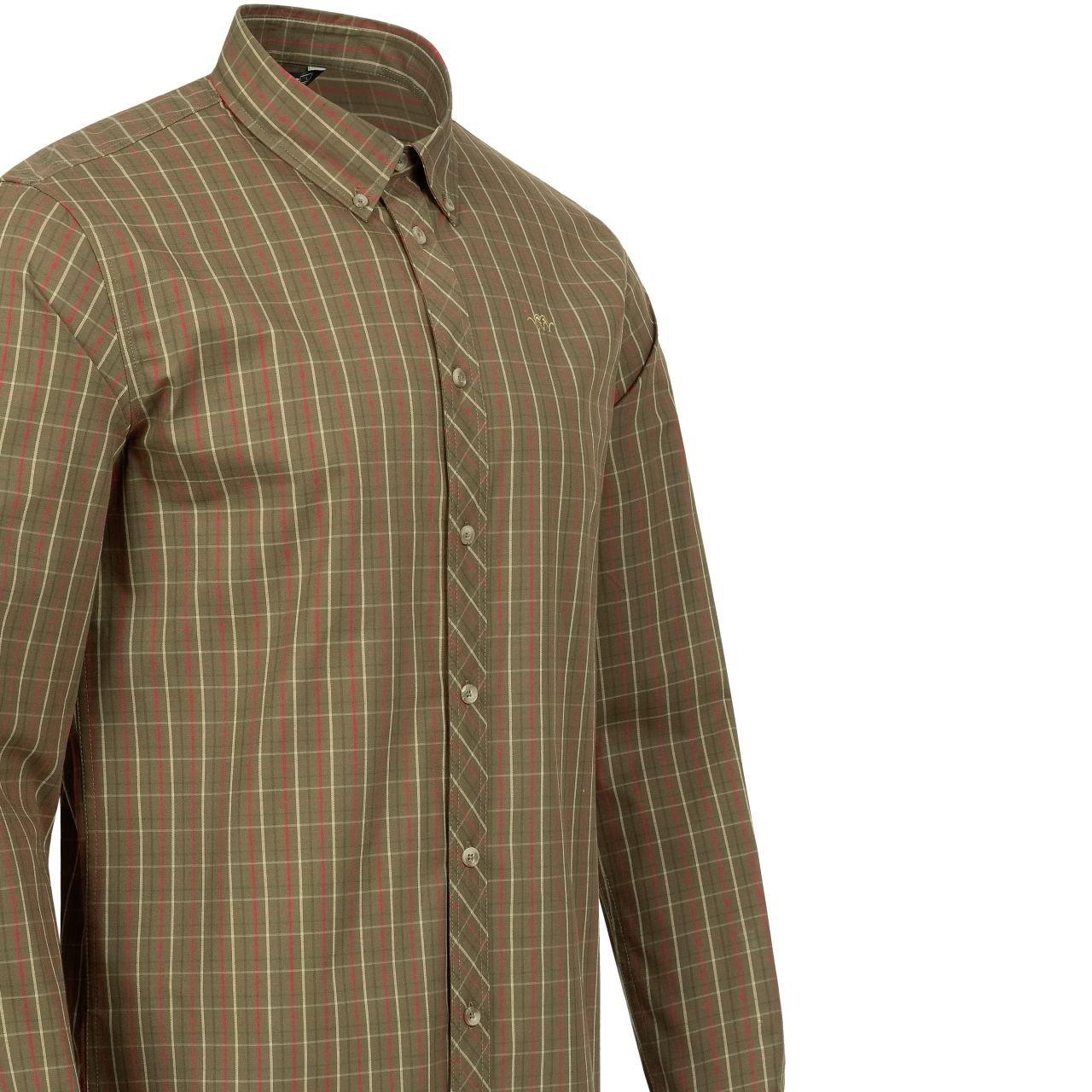Blaser Herren Hemd Tristan 22 dunkel olive/rot kariert