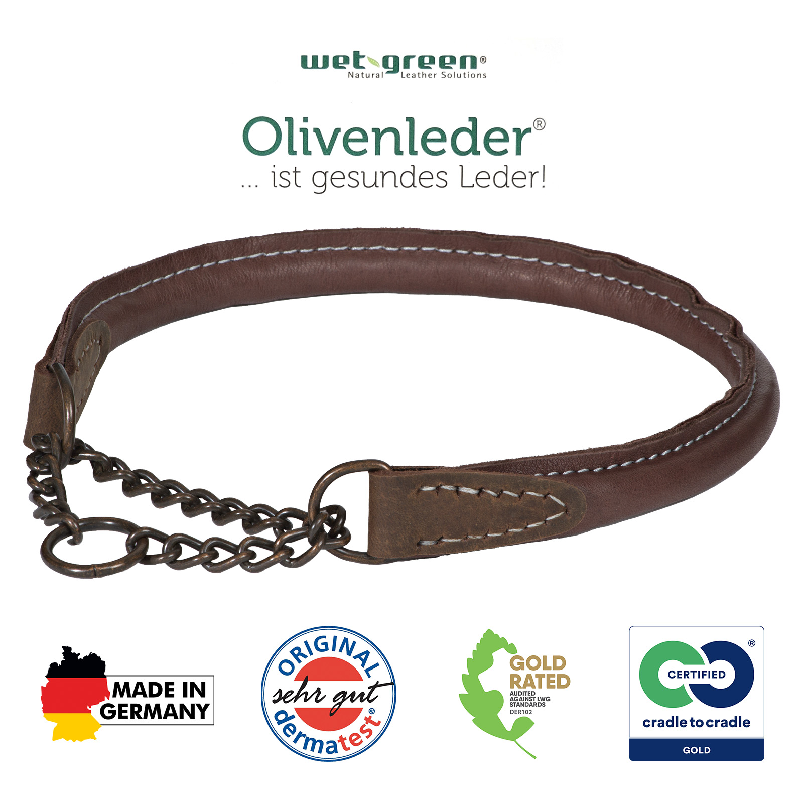AKAH Olivenleder Halsung rundgenäht