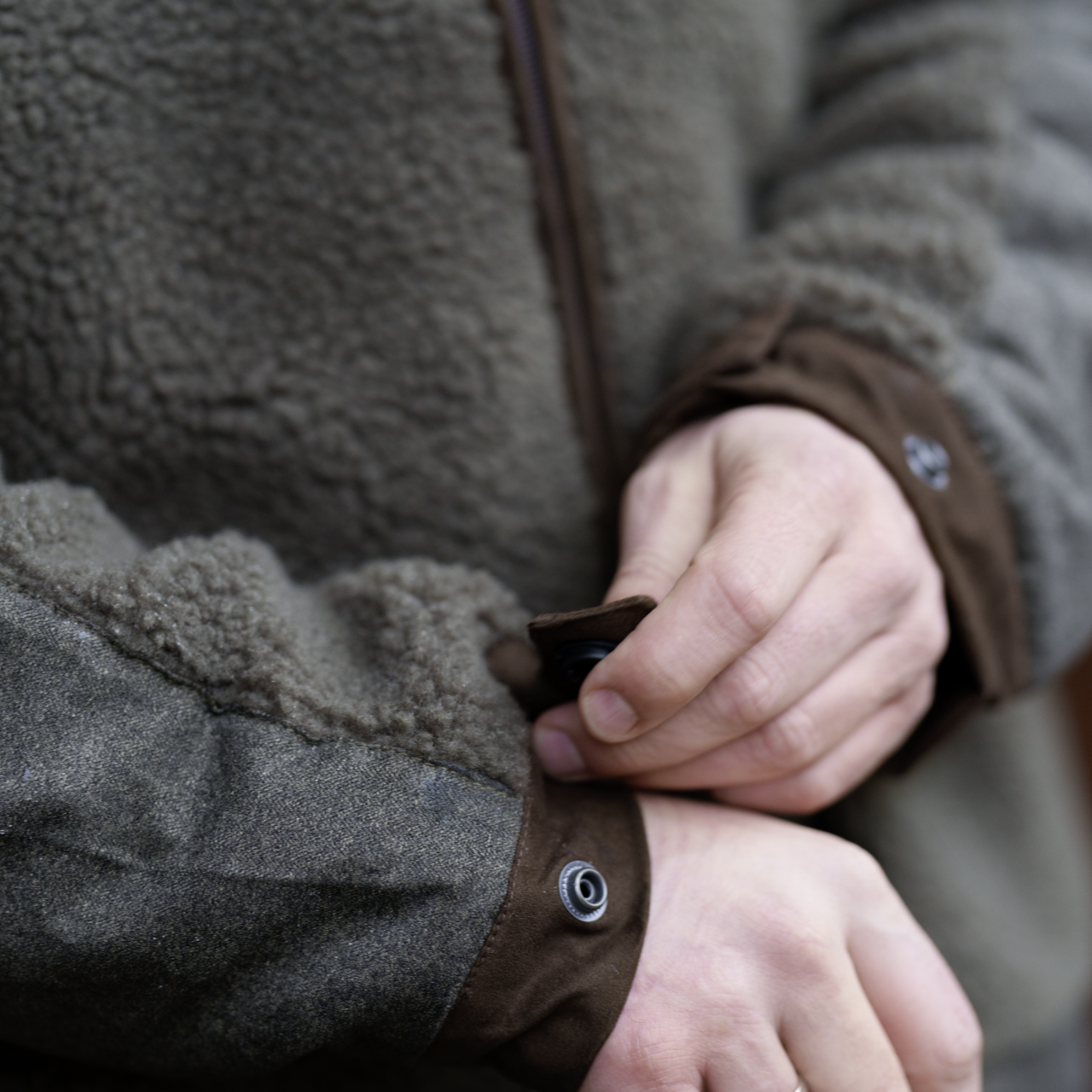 Blaser Herren Sherpa Fleece Jacke dunkel oliv