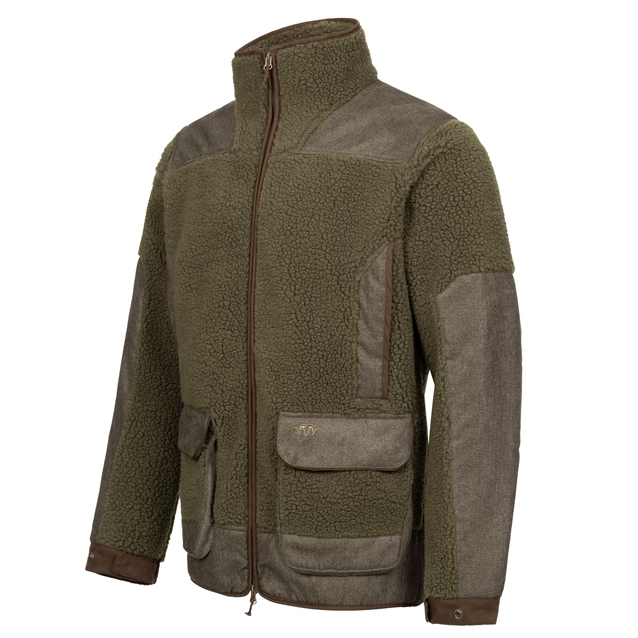 Blaser Herren Sherpa Fleece Jacke dunkel oliv