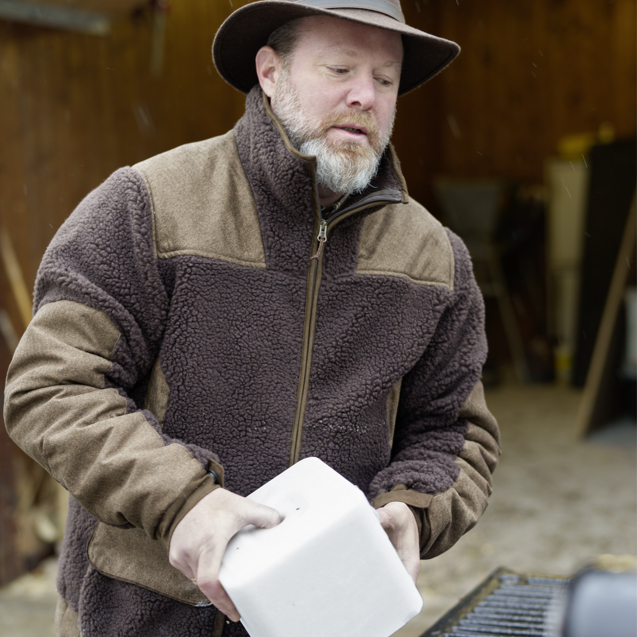 Blaser Herren Sherpa Fleece Jacke dunkelbraun