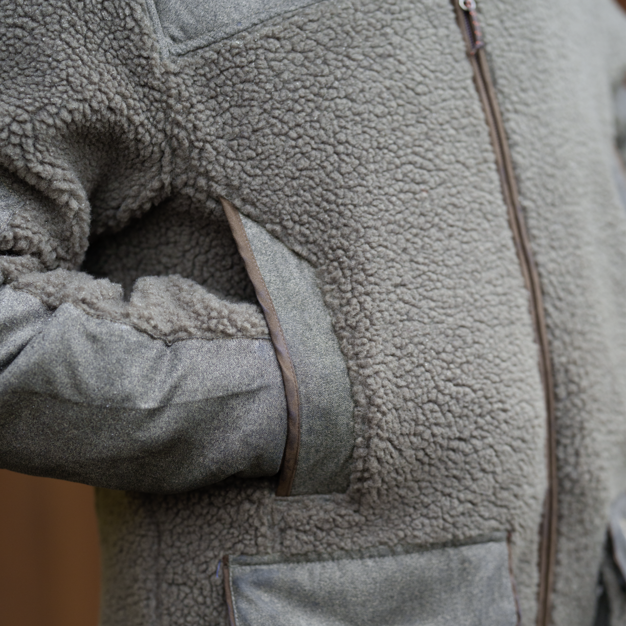 Blaser Herren Sherpa Fleece Jacke dunkel oliv