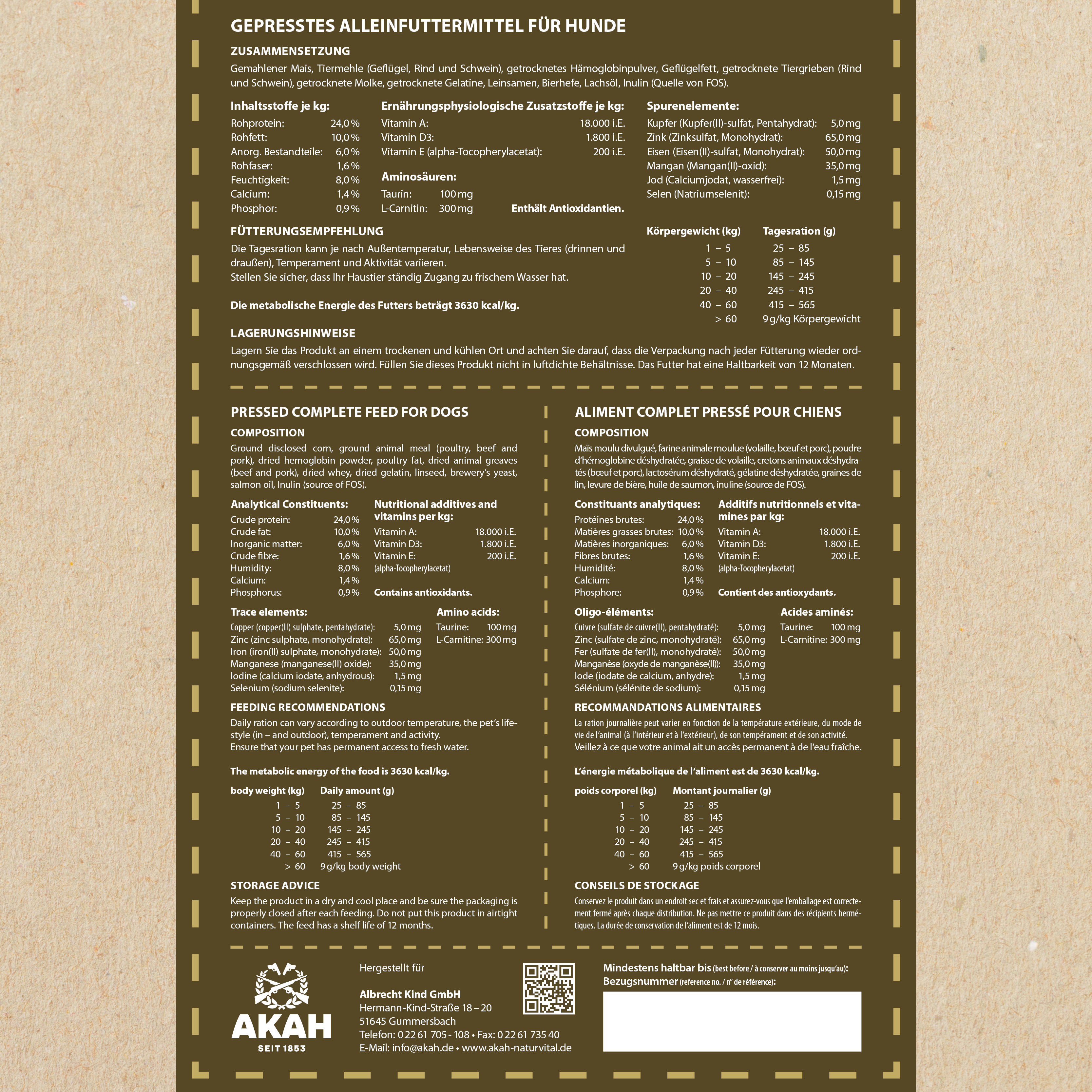 AKAH NaturVital® STANDARD Hundefutter