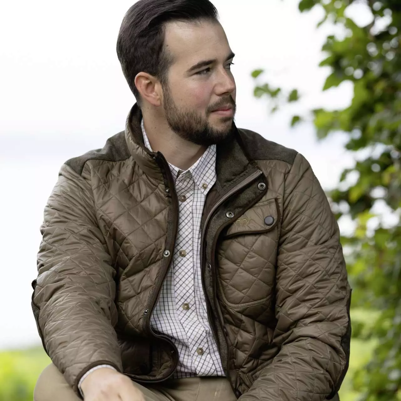 Blaser Herren Hemd Juno oliv/beige kariert