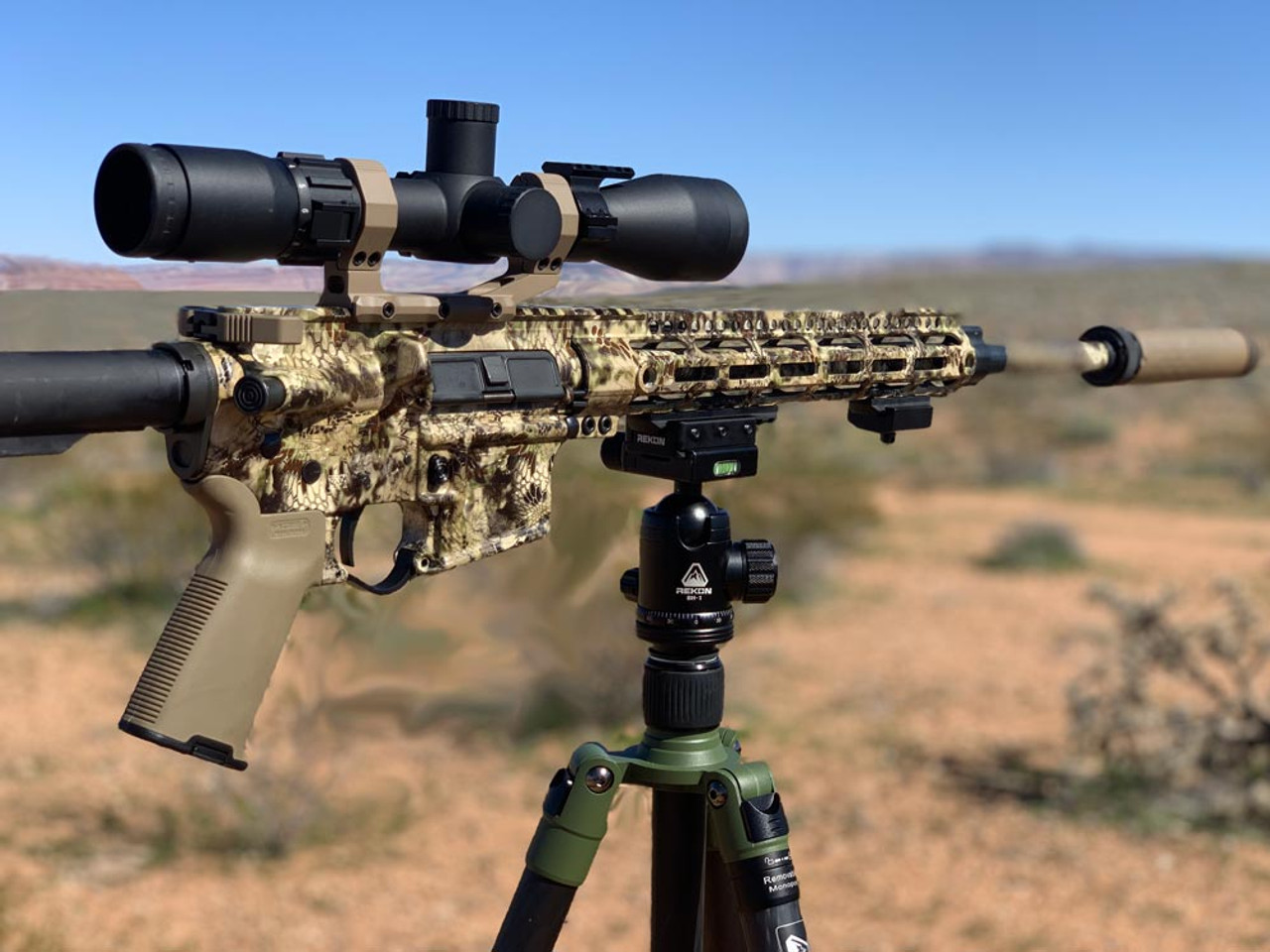 REKON CT-1 Zielstock Carbon Kohlefaser Stativ BH1 Kugelkopf RTA1 Picatinny zu Arca-Schweizer Halterung HOG Sattelhalterung Tripod