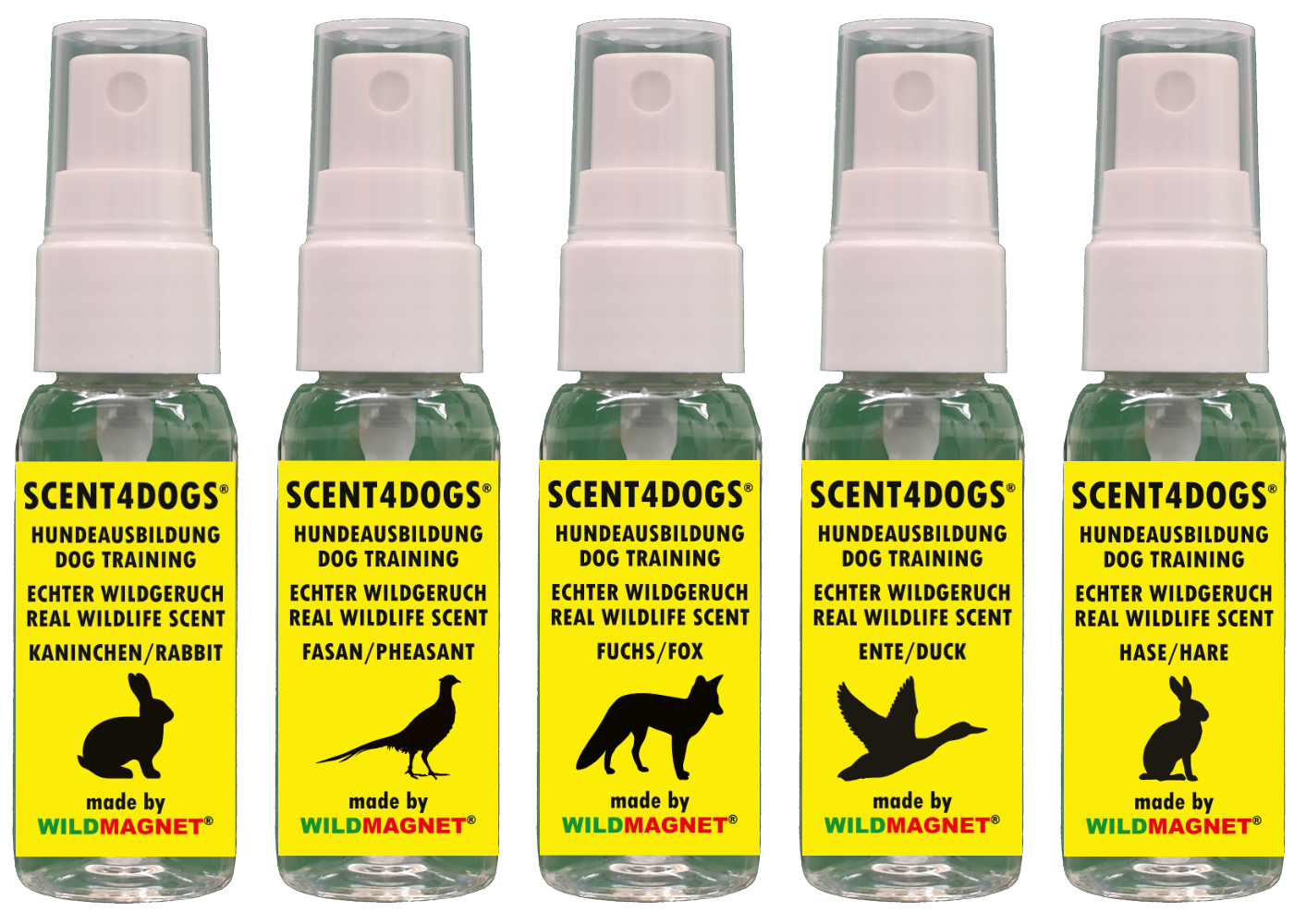 SCENT4DOGS® Wildgeruch 5er Set 5 × 30 ml ( von jeder Sorte )