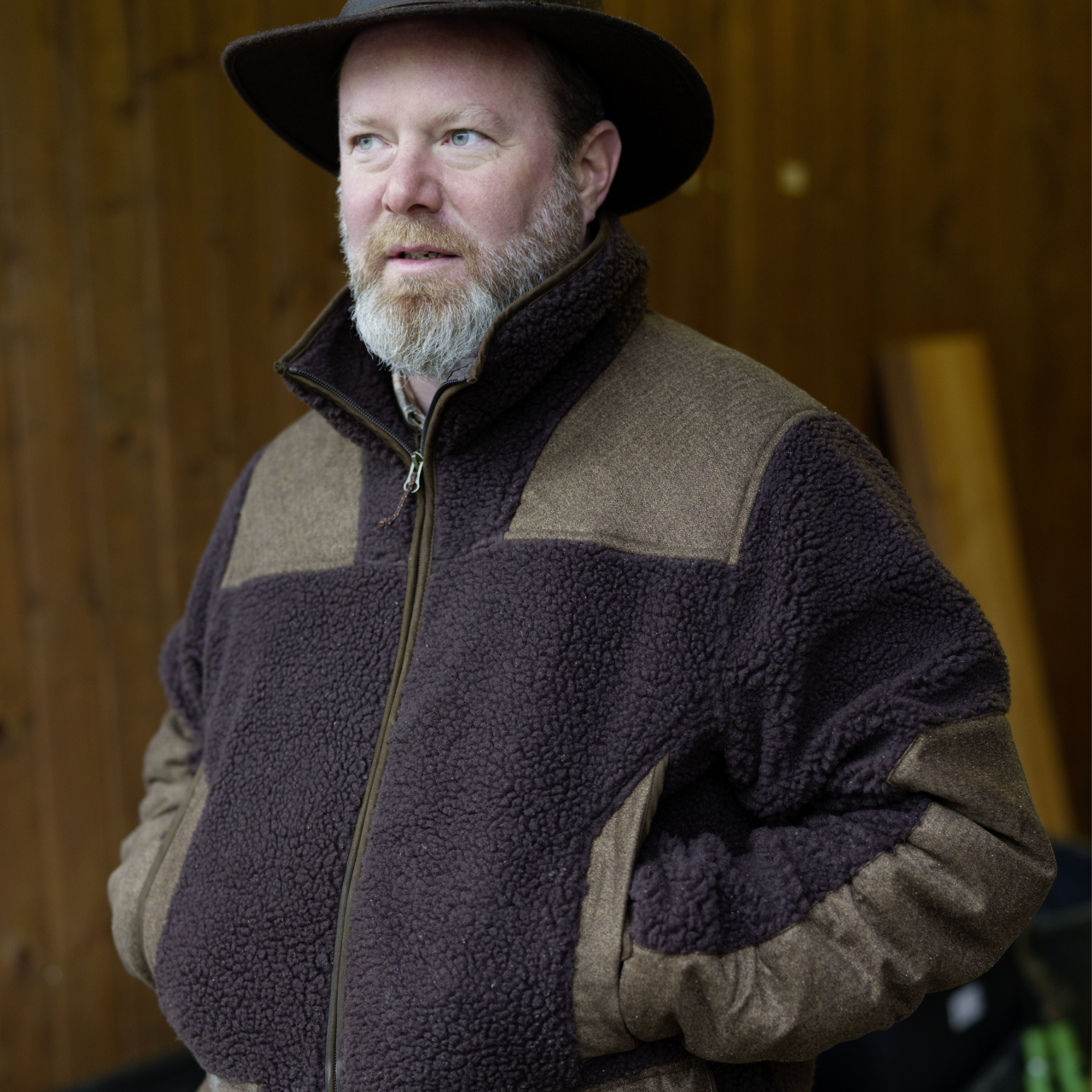 Blaser Herren Sherpa Fleece Jacke dunkelbraun