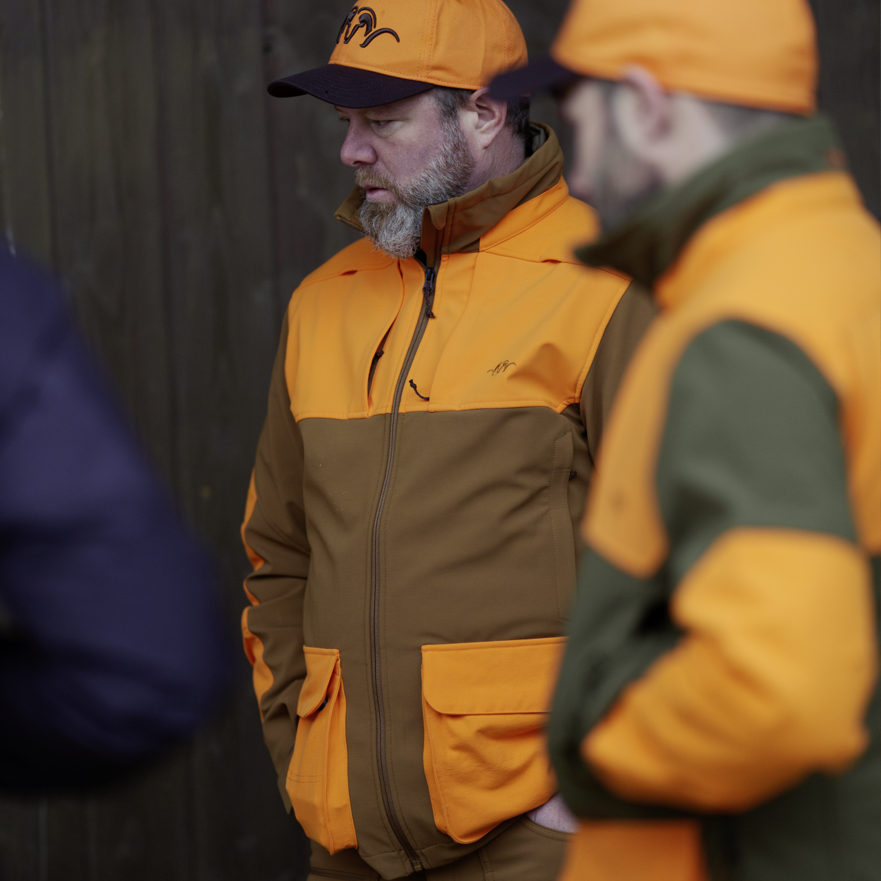 Blaser Herren Tackle Softshell Jacke rubber braun / blaze orange 